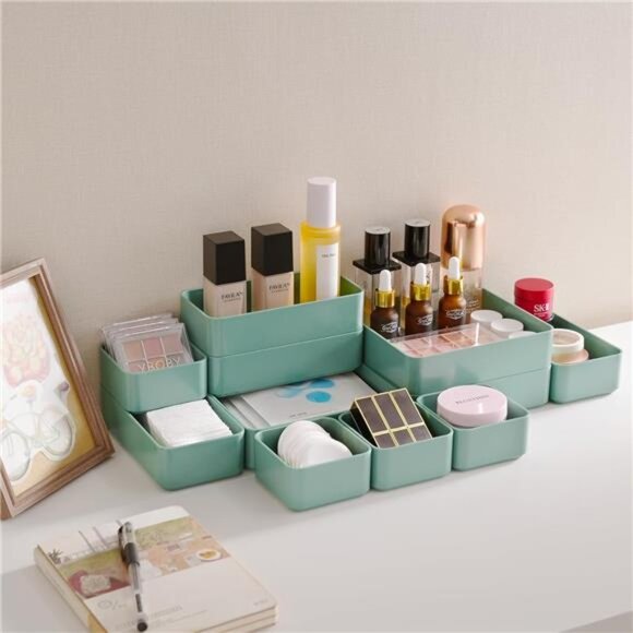 Stackable Drawer Organizer Set Makeup Vanity Desk Storage Bins Kitchen Office - Picture 6 of 7